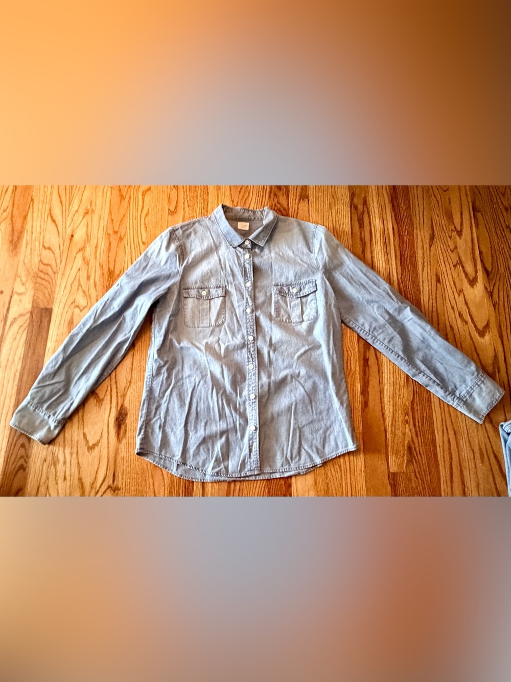 J. Crew The Perfect Shirt Denim-Button Shirt with Sleeve Tabs